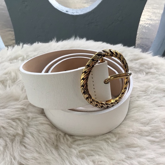 B-Low the Belt White Leather Women’s Belt Size Small